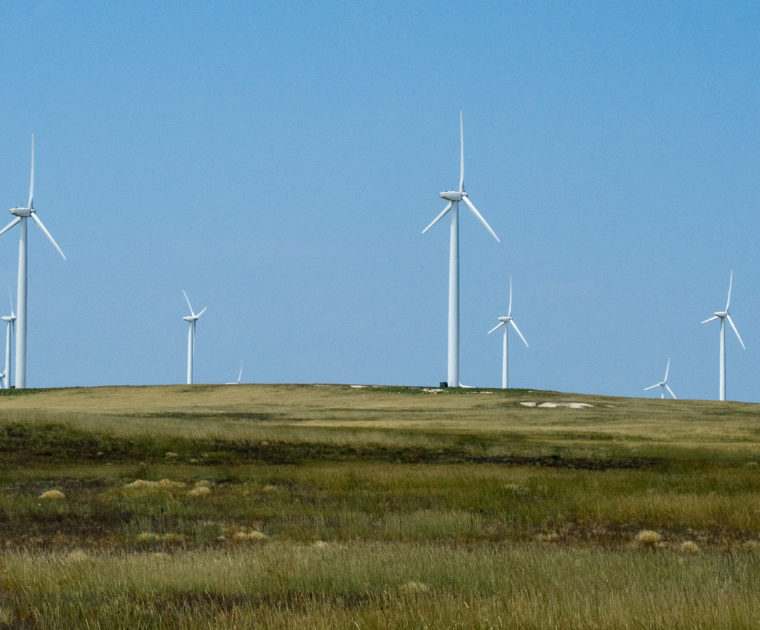July 18, 2014 - Utility scale wind turbines at the Cedar Creek Wind Farm in Grover, Colorado. (Photo by Dennis Schroeder / NREL