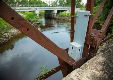 Sea level sensor installed on a bridge in Savannah, Georgia as part of the Smart Sea Level Sensors program