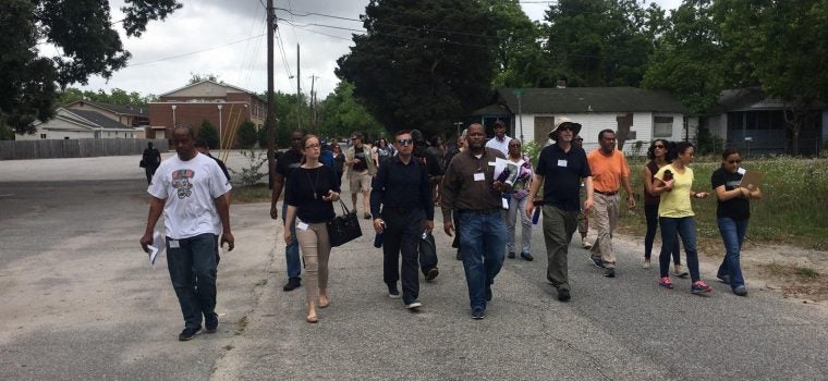 Omar Muhammad leading an Environmental Justice tour of Liberty Hill