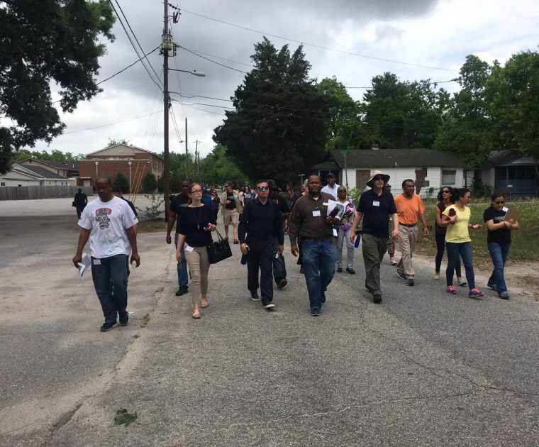 Omar Muhammad leading an Environmental Justice tour of Liberty Hill